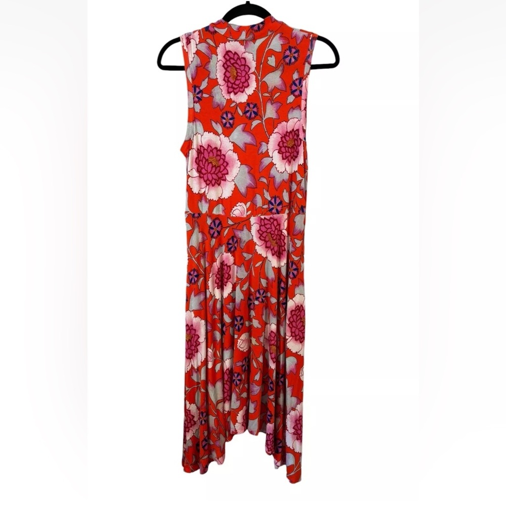 Anthropologie Maeve Cleary Dress Red Floral Mock Neck Knit Medium M Casual Work - Picture 4 of 5